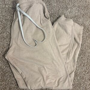 Women’s Tan Track Jogger Pants - Casual Drawstring Sweatpants